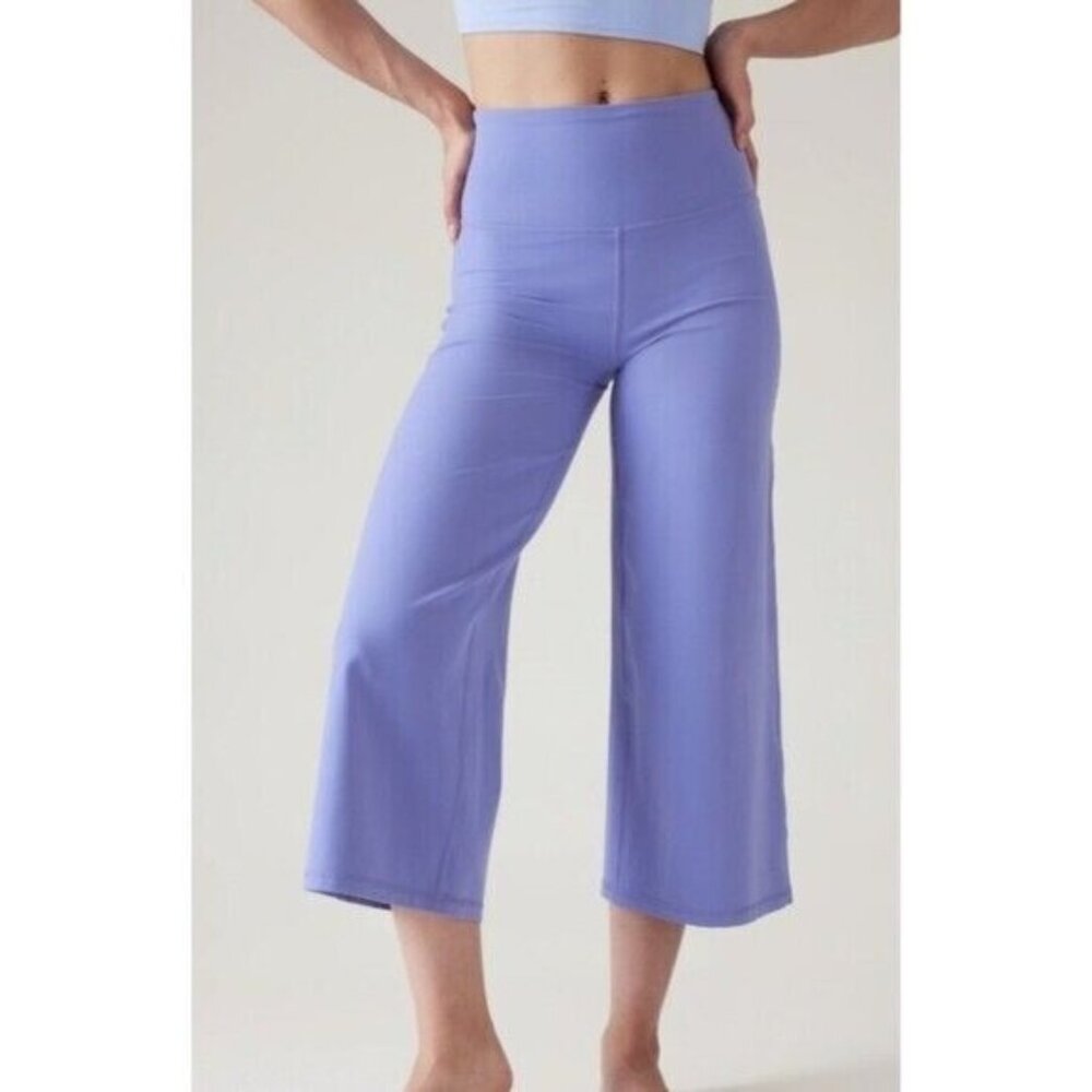 Athleta Elation Purple Wide Leg Cropped Yoga Pants High-Waisted